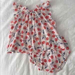 Bonpoint Cherry Print Top and Bloomer Set - 12M